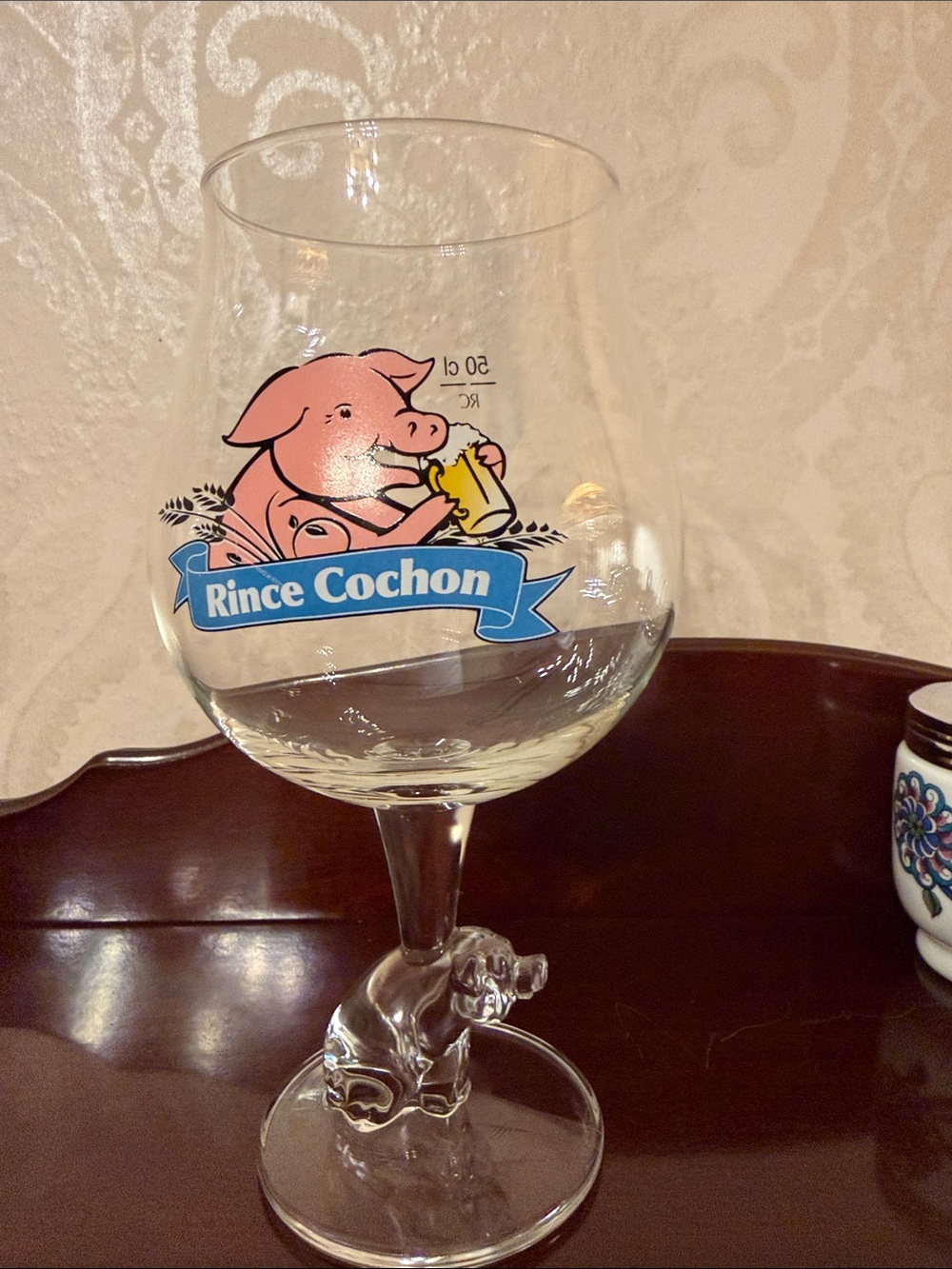 Pink Pig Stemmed Beer Glass